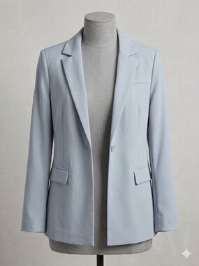 Gray Single-Button Tailored Blazer